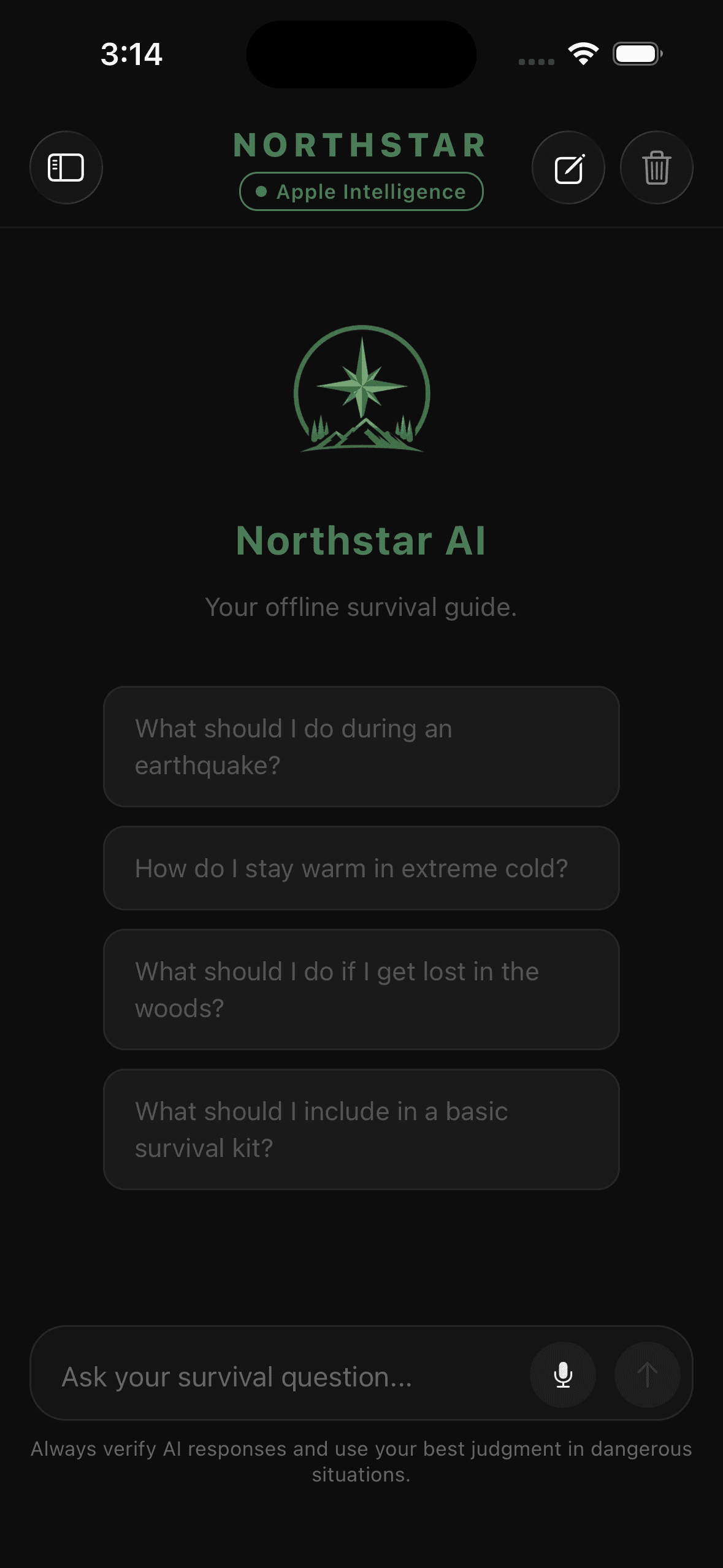 Northstar home screen